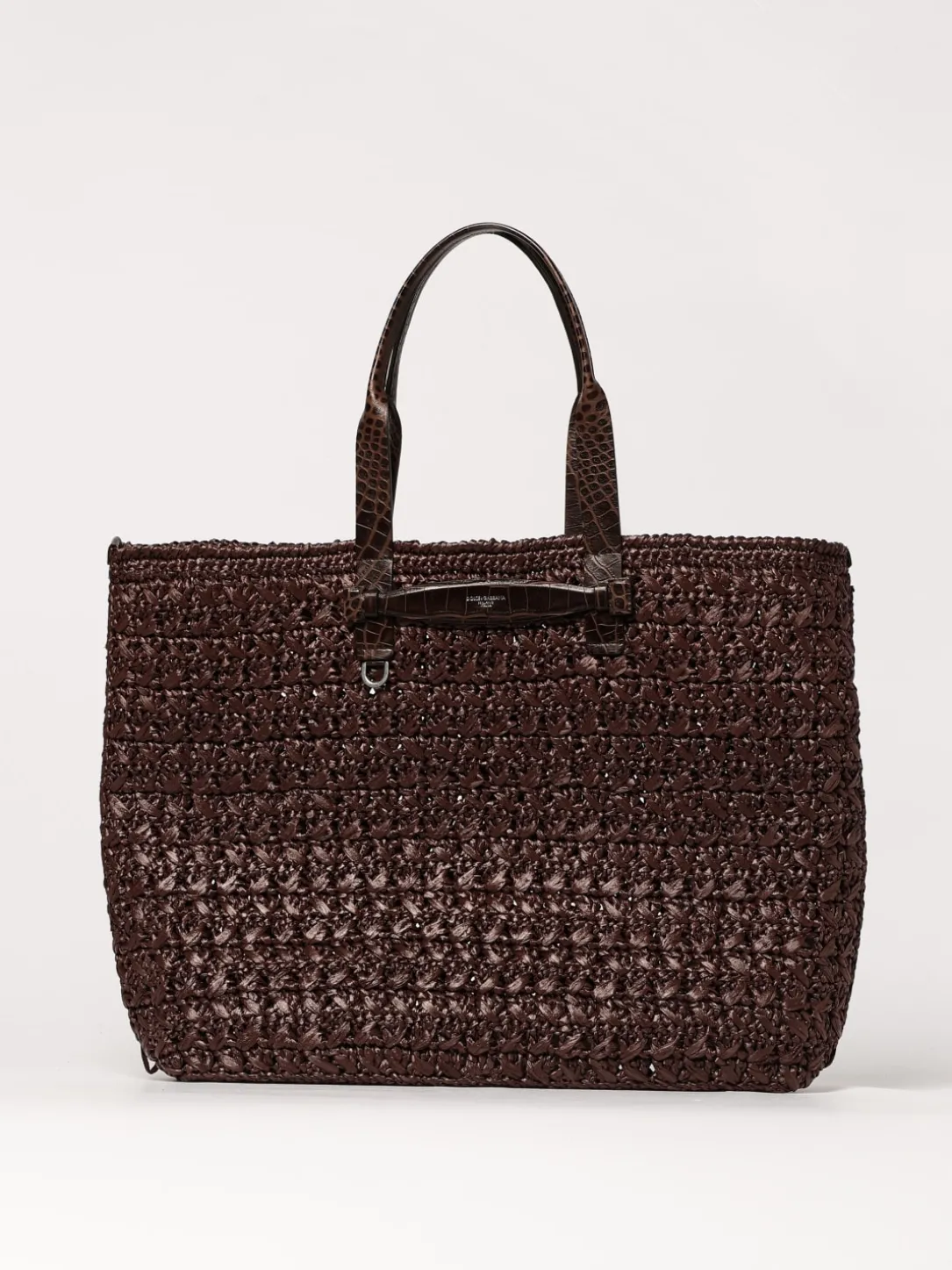 Borsa tote in rafia e pelle Dolce & Gabbana