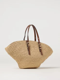 Borsa tote Isa piccola in paglia lavorata a mano Michael Kors