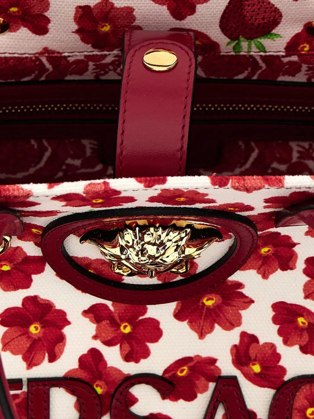 Borsa tote La Medusa Versace in canvas con stampa floreale
