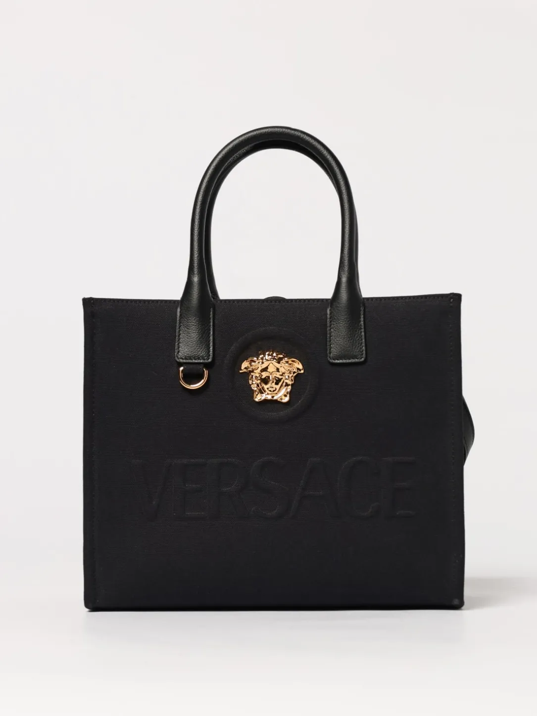 Borsa tote Medusa Versace in pelle e canvas di cotone