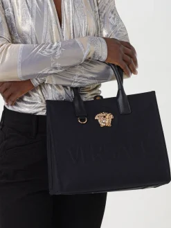 Borsa tote Medusa Versace in pelle e canvas di cotone