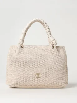 Borsa Twinset in rafia e pelle sintetica