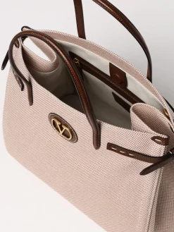 Borsa VLogo Signature Valentino Garavani in canvas di cotone e pelle
