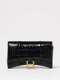 Borsa wallet Hourglass Balenciaga in pelle spazzolata stampa cocco