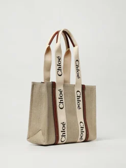 Borsa Woody Chloé in canvas di lino