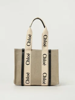 Borsa Woody Chloé in canvas di lino