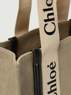 Borsa Woody Chloé in canvas di lino