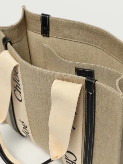 Borsa Woody Chloé in canvas di lino