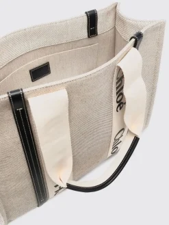 Borsa Woody Chloé in canvas di lino