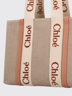 Borsa Woody Chloé in canvas di lino