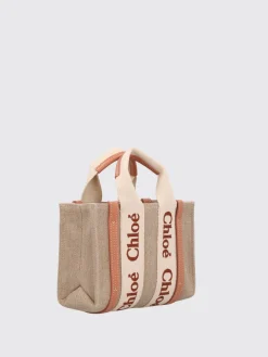 Borsa Woody Mini Chloé in canvas di lino
