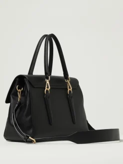 Borsa Yalis Grain Medium Secret Pon-Pon in pelle sintetica saffiano