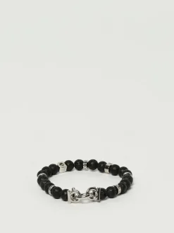 Bracciale Gancini Ferragamo in ottone ed pietra di ossidiana