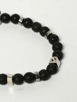 Bracciale Gancini Ferragamo in ottone ed pietra di ossidiana