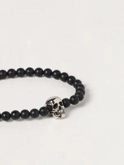 Bracciale McQueen con Skull in metallo e pietre naturali