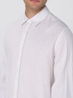 Camicia classica Woolrich in lino e cotone a righe