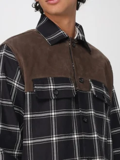 Camicia country in cotone e camoscio McQueen