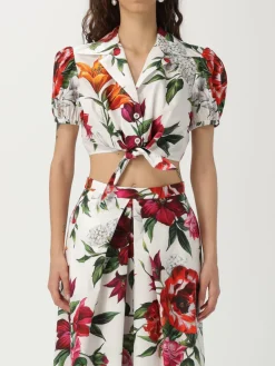 Camicia cropped Dolce & Gabbana in cotone con stampa floreale