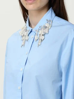 Camicia cropped Pinko in cotone con applicazioni