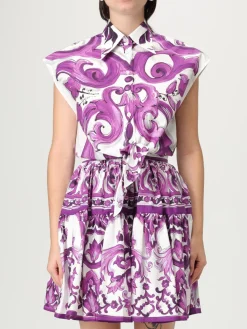 Camicia Dolce & Gabbana in cotone con stampa Maiolica