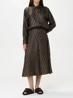 Camicia Fendi in seta con motivo monogram