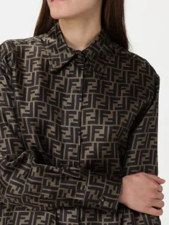 Camicia Fendi in seta con motivo monogram