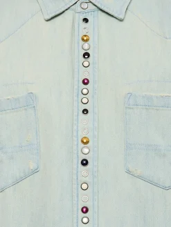 Camicia Golden Goose in denim con strass