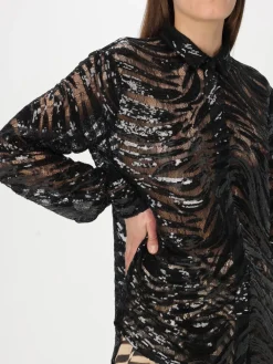 Camicia Just Cavalli in tessuto paillettato con stampa zebrata