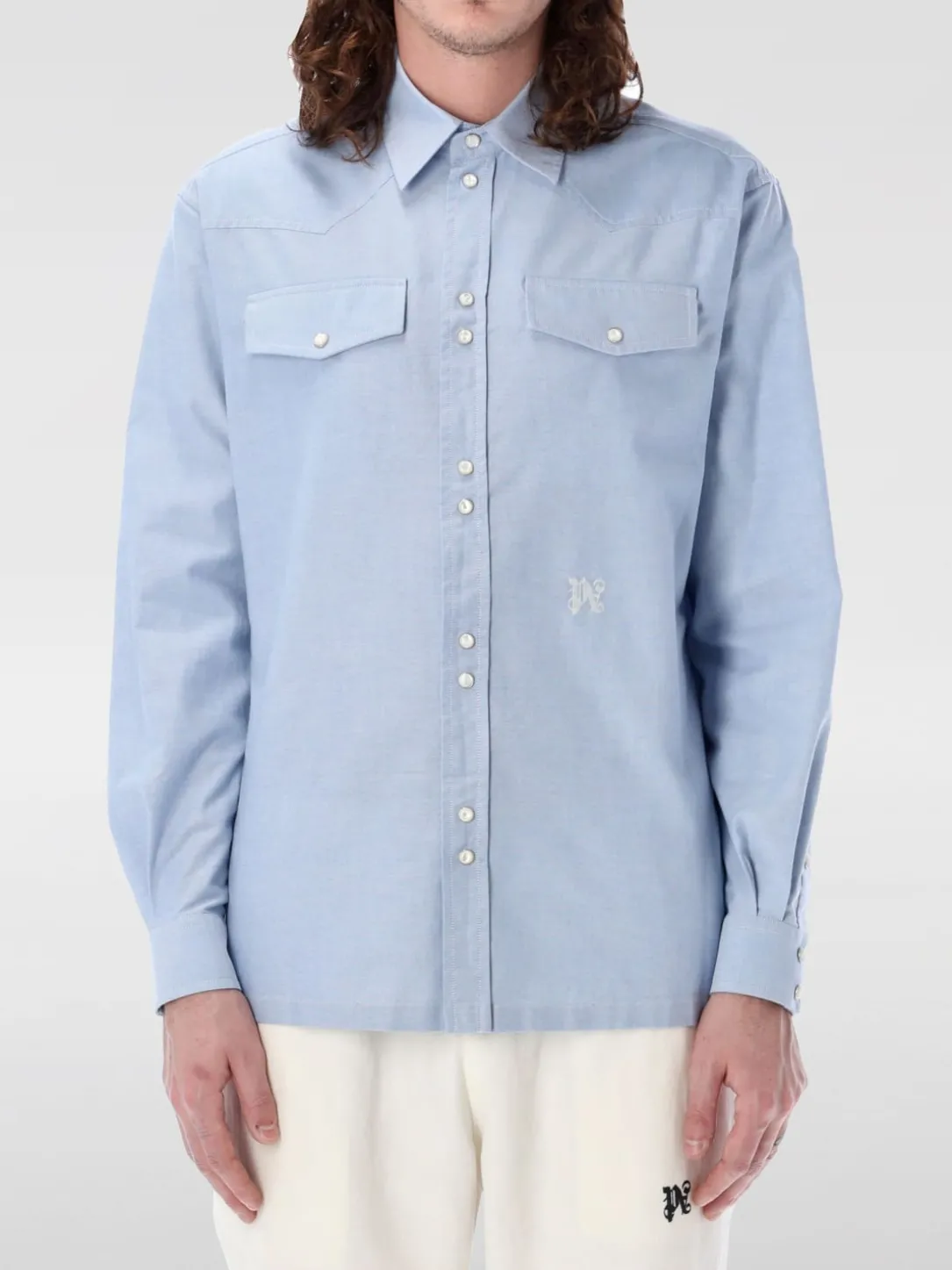 Camicia Palm Angels in popeline di cotone con logo