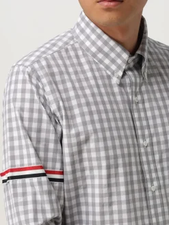 Camicia Thom Browne in cotone check con logo