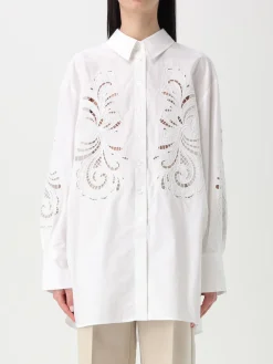 Camicia Twinset in cotone con inserti in pizzo macramè