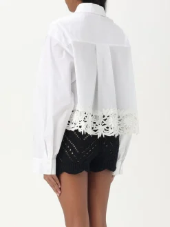 Camicia Twinset in cotone con inserti in pizzo