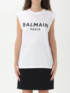 Canotta Balmain in cotone con logo