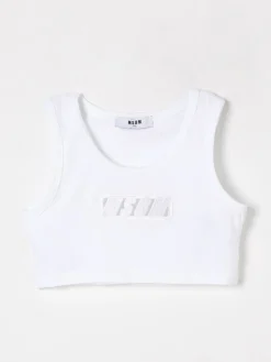 Canotta crop in cotone con logo MSGM Kids