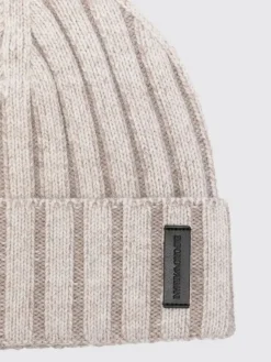 Cappello a berretto in lana vergine a coste Emporio Armani