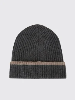 Cappello Brunello Cucinelli in cashmere a coste con monile