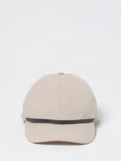 Cappello Brunello Cucinelli in cotone e lino con monile