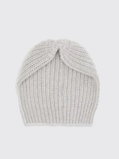 Cappello Brunello Cucinelli in cashmere a coste con paillettes ricamate