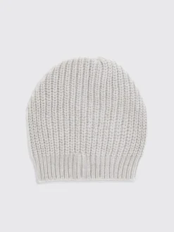 Cappello Brunello Cucinelli in cashmere a coste con paillettes ricamate