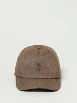Cappello Brunello Cucinelli in cotone con logo ricamato