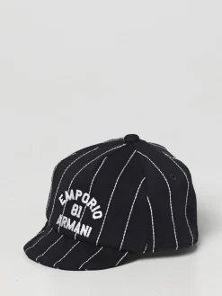 Cappello Emporio Armani Kids in cotone con righe e logo ricamato