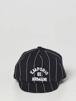 Cappello Emporio Armani Kids in cotone con righe e logo ricamato