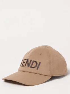 Cappello Fendi in canvas di cotone con logo ricamato