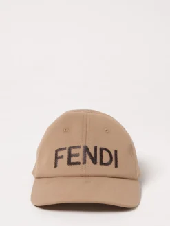 Cappello Fendi in canvas di cotone con logo ricamato