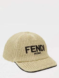 Cappello Fendi in rafia crochet