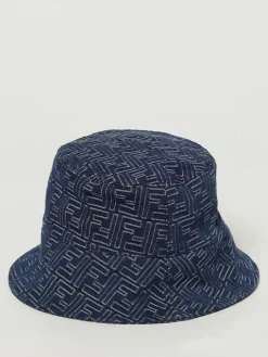 Cappello FF Fendi in denim con monogram jacquard