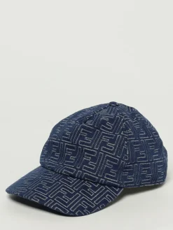 Cappello FF Fendi in denim con monogram jacquard