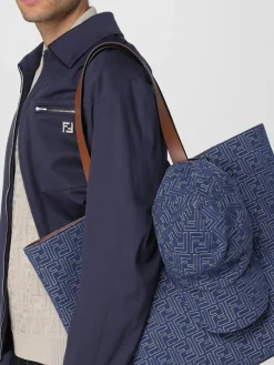 Cappello FF Fendi in denim con monogram jacquard