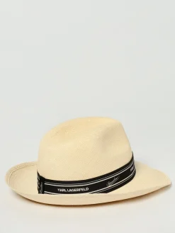 Cappello Karl Lagerfeld in rafia con fettuccia logata