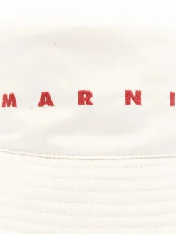 Cappello Marni in denim di cotone con logo ricamato